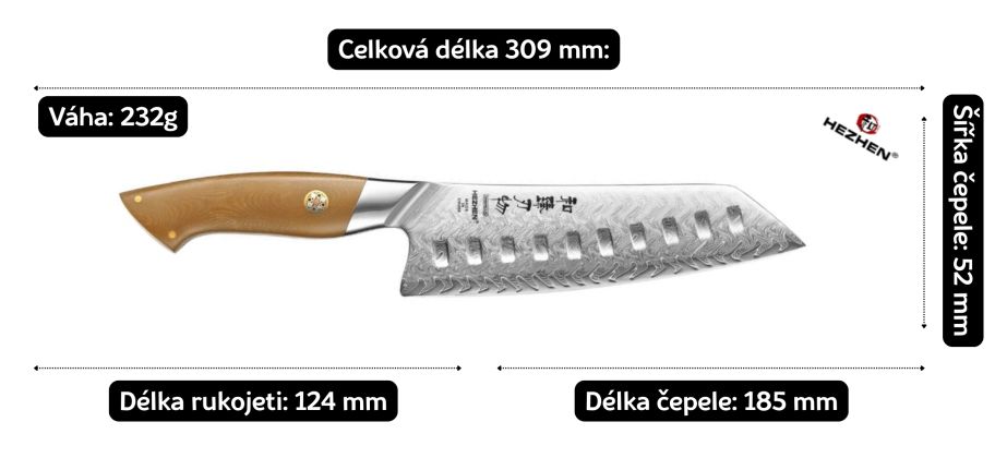 rozměry nož